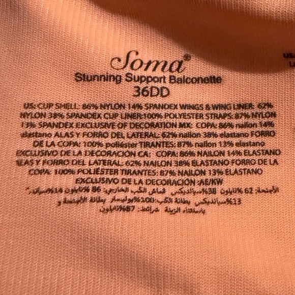 Soma Stunning Support Balconette Bra 36DD Coral Rose Lace Dots Adjustable Straps - Picture 3 of 4